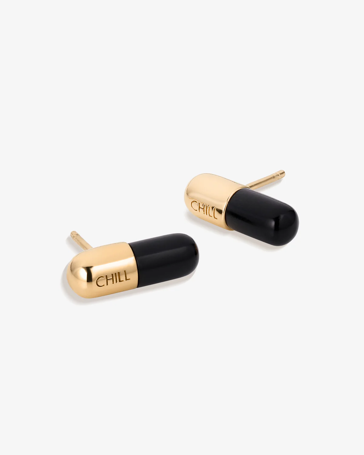 Chill Pill Stud Earrings in Black Onyx - Image 2
