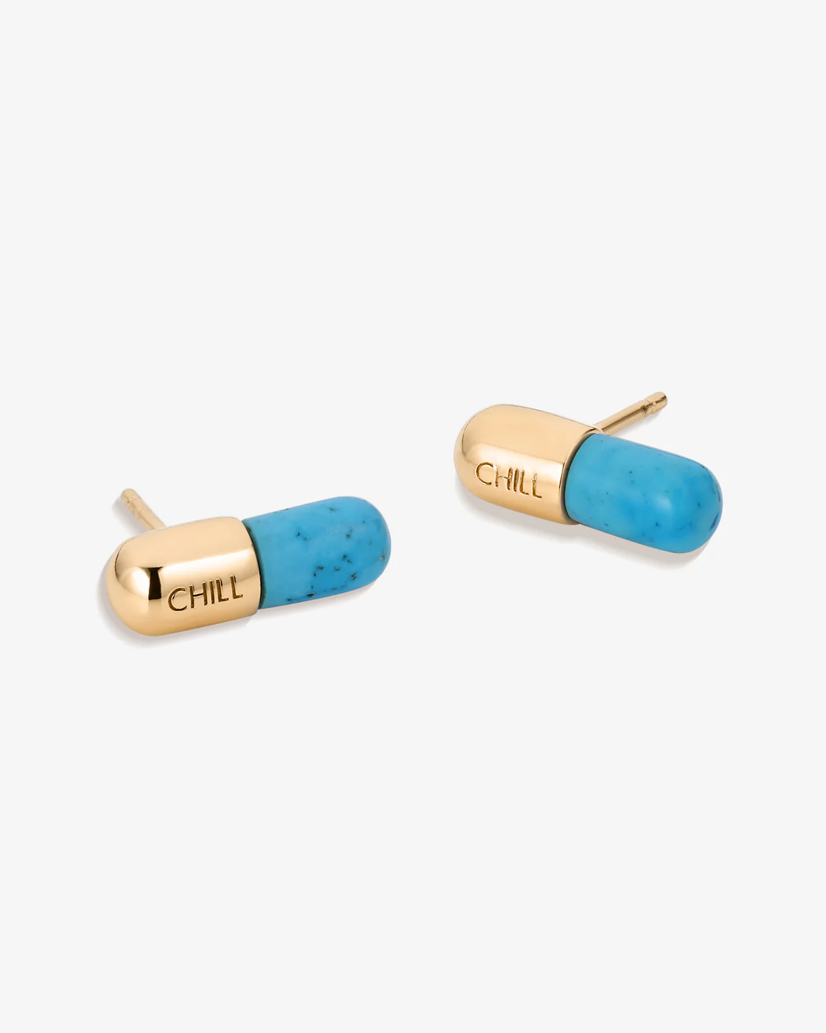 Chill Pill Stud Earrings in Turquoise - Image 2