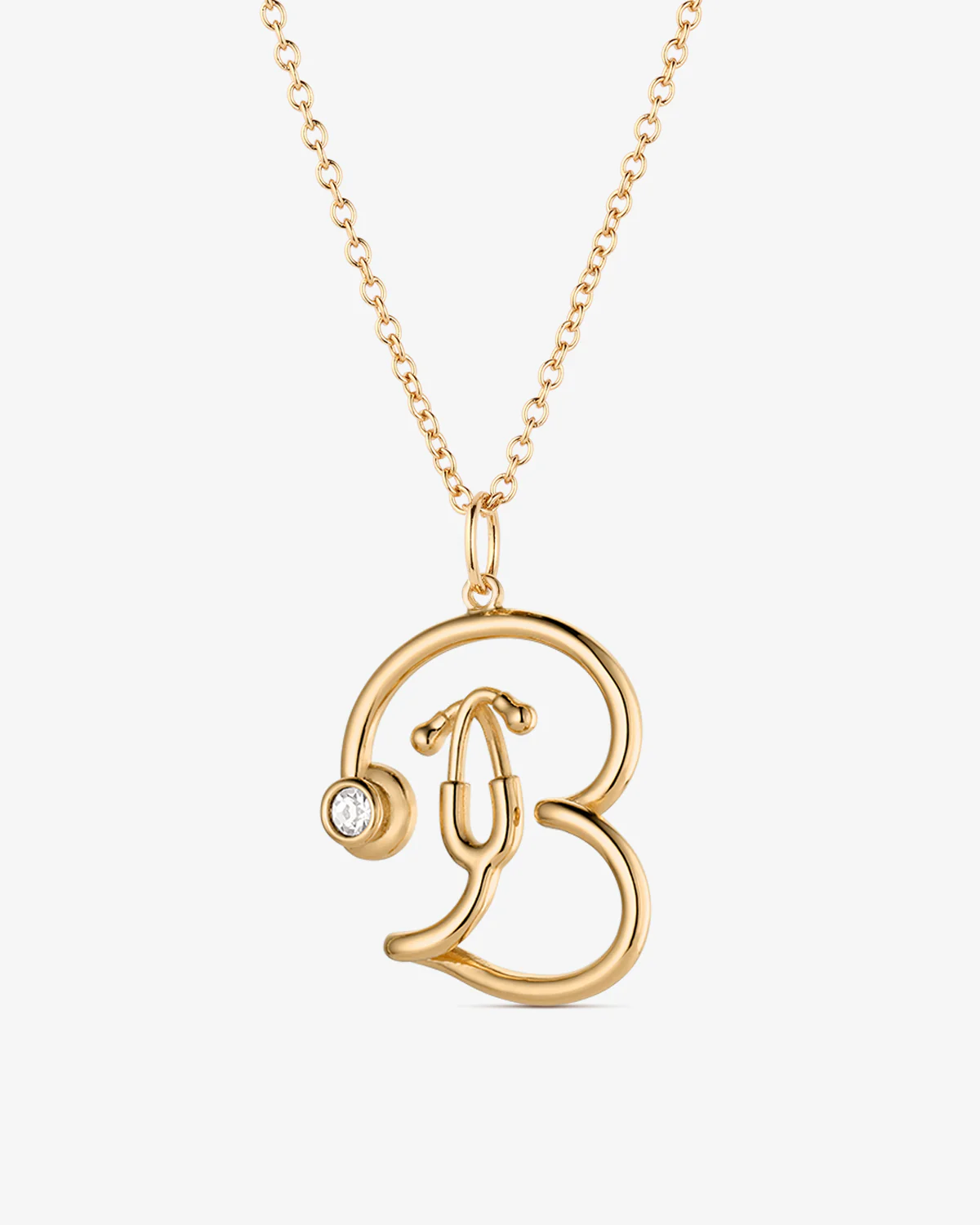 Stethoscope Initial Diamond Necklace - Image 5